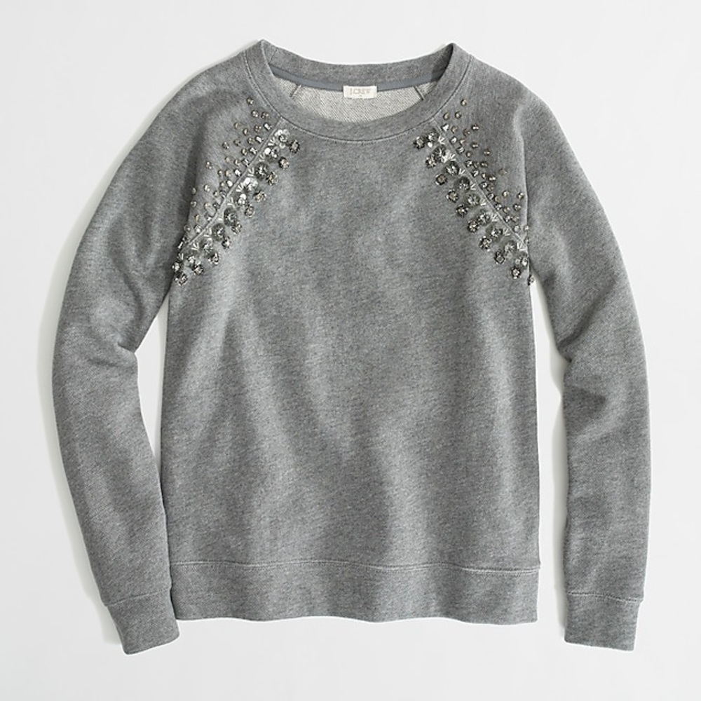 J.crew Factory Jeweled Raglan Sweatshirt